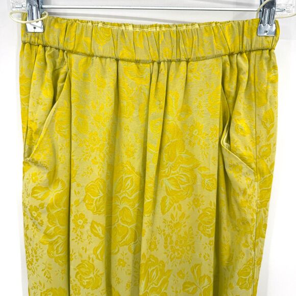 FORTE FORTE Singing Bloom Yellow Floral Pull On Ankle Trouser Pants Sz 4 S Small - Picture 4 of 9
